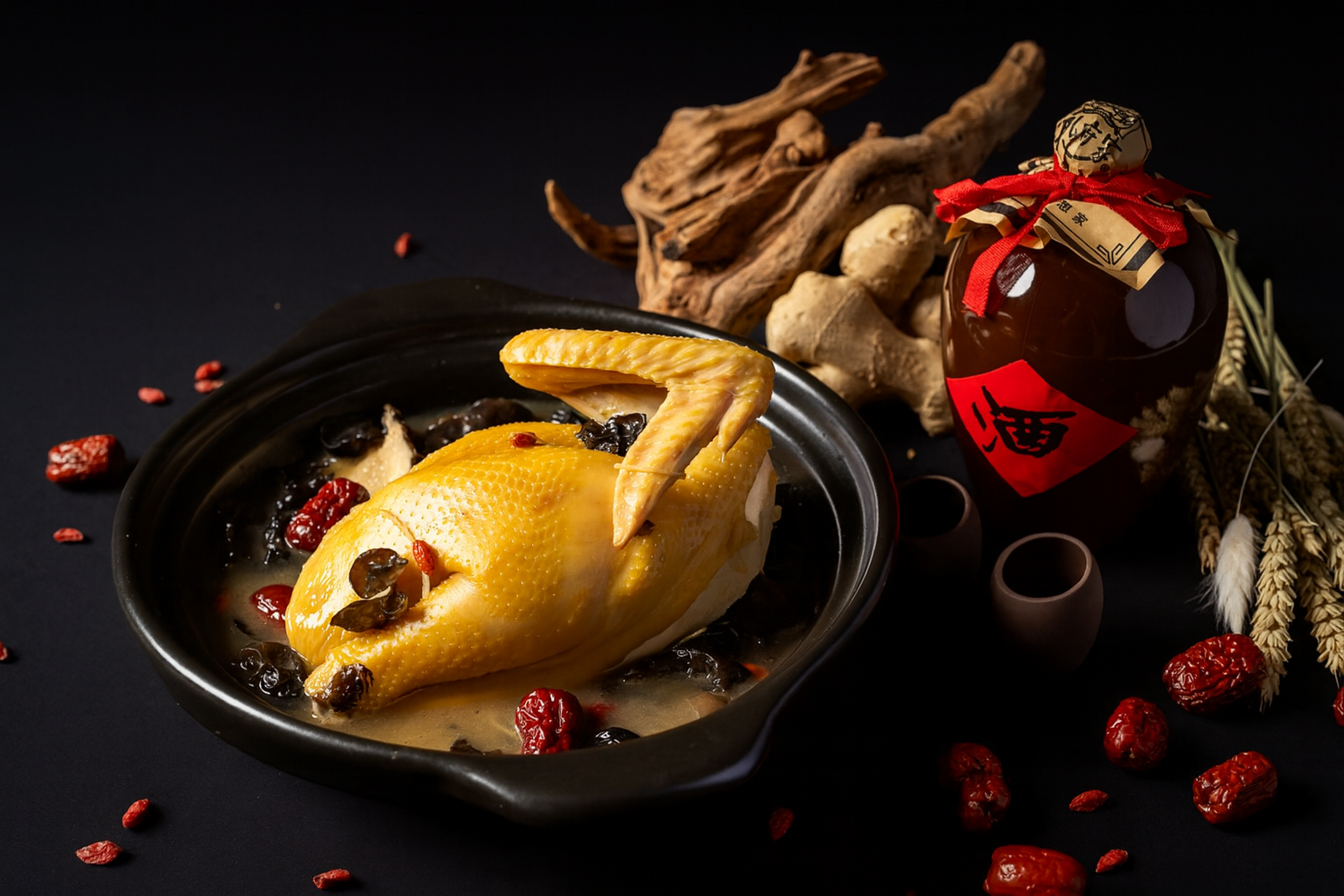 云耳黄酒土鸡煲 POACHED CHICKEN WITH CHINESE WINE