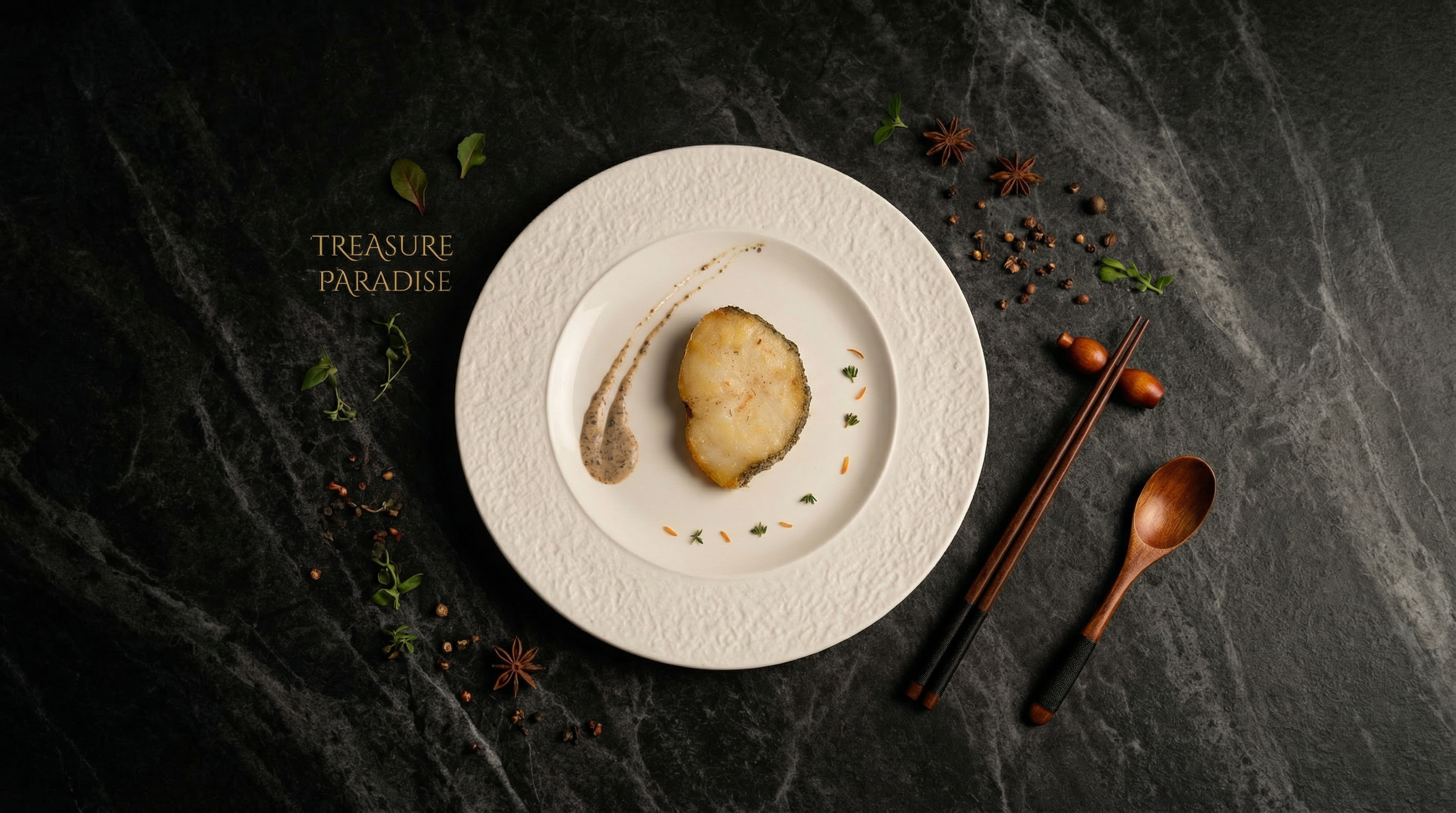 松露酱脆皮鳕鱼 Crispy Cod Gish Fillet with Black Truffle Sauce